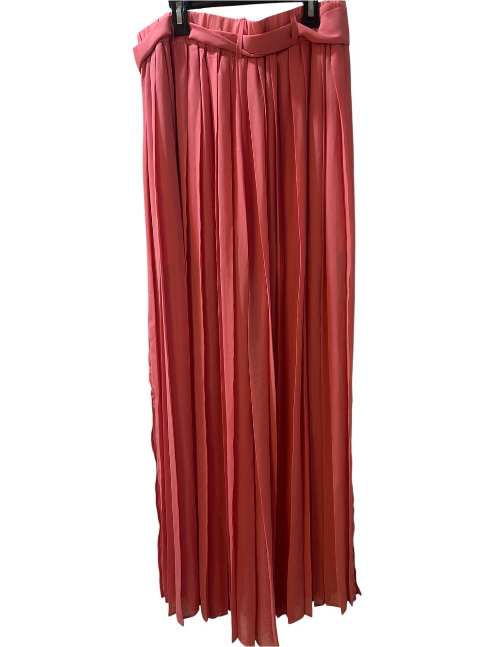 New York & Company Pleated Wide Leg Chiffon Sheer Pants Coral Pink Women Medium - Picture 6 of 12